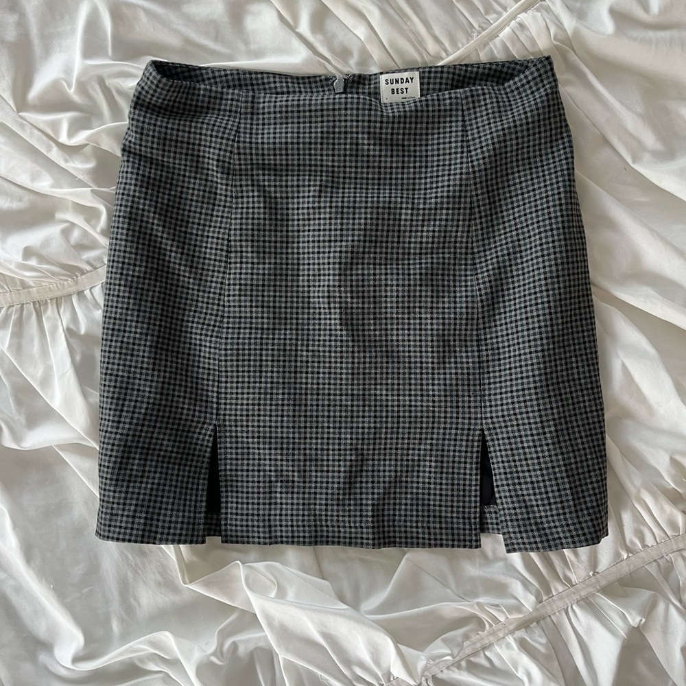 Sunday Best Dark Gray Checkered Mini Skirt